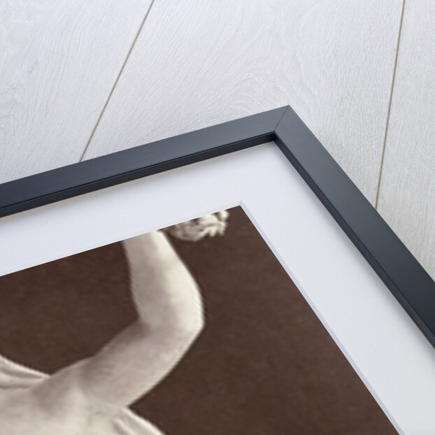 Marble statue of a woman in a robe with a bare chest, in her left hand she wears a laurel wreath in her right a ship's anchor by Louis-Emile Durandelle