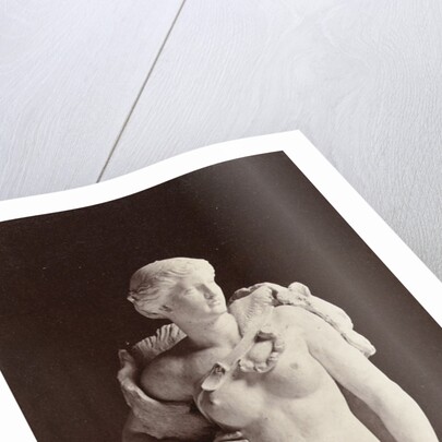 Marble statue of a woman with bare breasts and in her hand a baton by Louis-Emile Durandelle