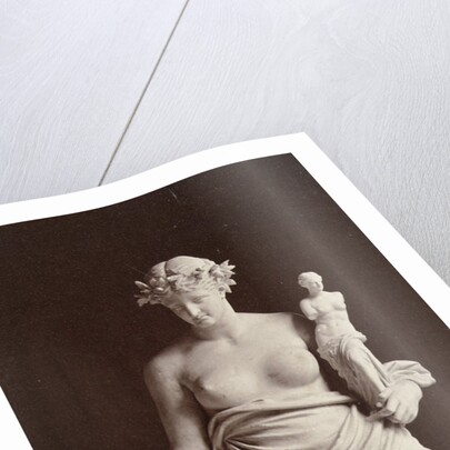 Marble statue of a woman holding in her left hand a picture in her right hand she carries a compass and a ruler by Louis-Emile Durandelle