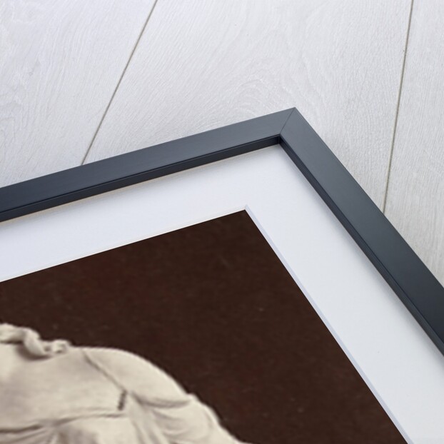 Marble statue of a woman in high-necked dress, with her right hand pointing at a globe and her left hand pointing in the air by Louis-Emile Durandelle