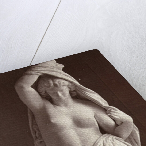 Marble statue of a naked woman draped with cloth body by Louis-Emile Durandelle