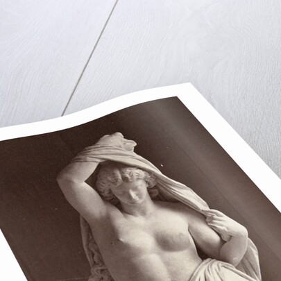 Marble statue of a naked woman draped with cloth body by Louis-Emile Durandelle