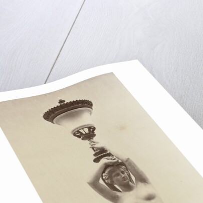 Floor lantern in the shape of a naked lady, she keeps on her head a chalice fixed by Louis-Emile Durandelle