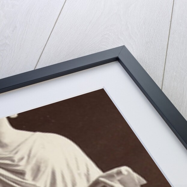 Marble statue of a woman in gown in her hands with a paper and a pen by Louis-Emile Durandelle