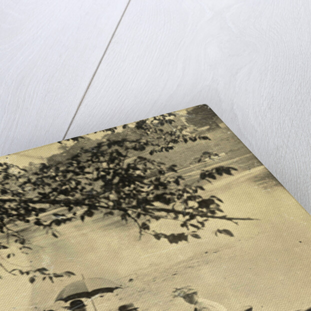 Two men and two women in a rowboat on a lake by Anonymous