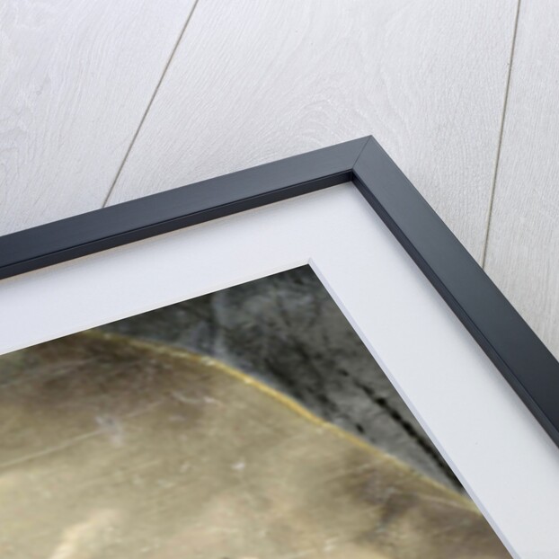 Portrait of a man and woman sitting in front of a painted backdrop (beach, sea and pier) by Anonymous