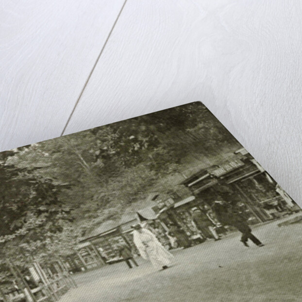 shops or stalls on the banks of a water by Anonymous