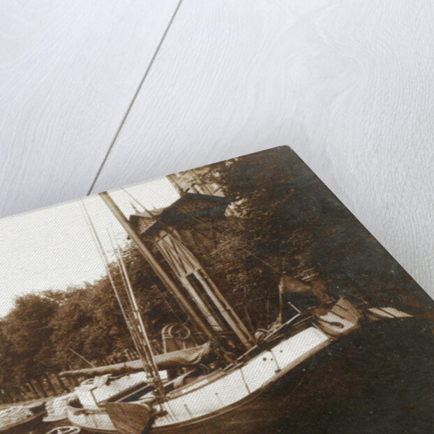 Sailing boats in a canal and a wooden crane, Netherlands by Anonymous