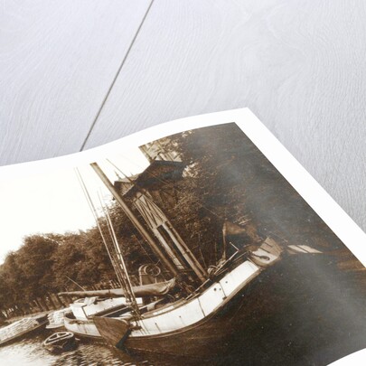 Sailing boats in a canal and a wooden crane, Netherlands by Anonymous