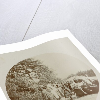 Company that at the edge of a lake or river is fishing by Anonymous