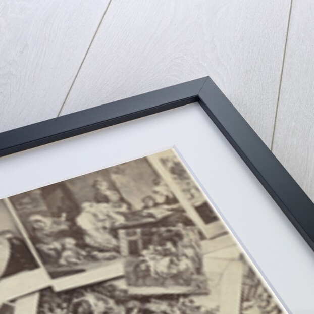 Composition of prints, with a piece of text with the address of the photographer by Jules Raudnitz