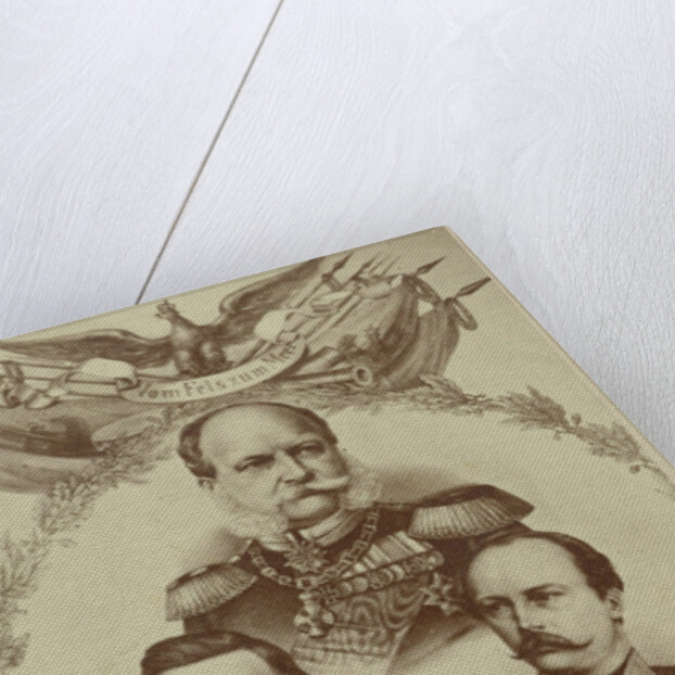 Composition of three portraits of Wilhelm I as king of Prussia, Friedrich III as Crown Prince of Prussia and Wilhelm II as Prince of Prussia by Anonymous