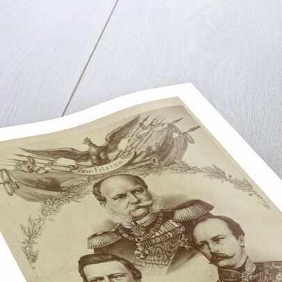 Composition of three portraits of Wilhelm I as king of Prussia, Friedrich III as Crown Prince of Prussia and Wilhelm II as Prince of Prussia by Anonymous