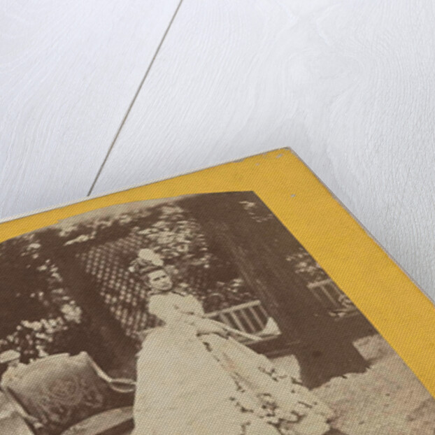 Portrait of a woman in costume in garden by Anonymous