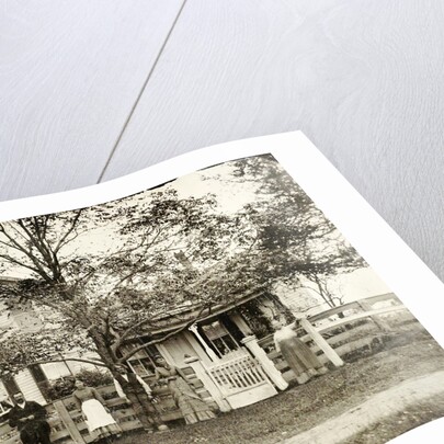 Residents for their wooden house by Anonymous