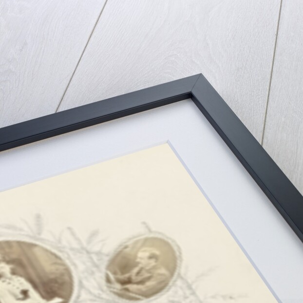 Photo album with pictures surrounded by pen drawings by Anonymous