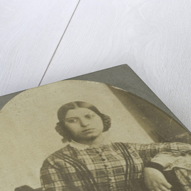 Portrait of a Young Woman with an elbow leaning on table by Eduard Isaac Asser