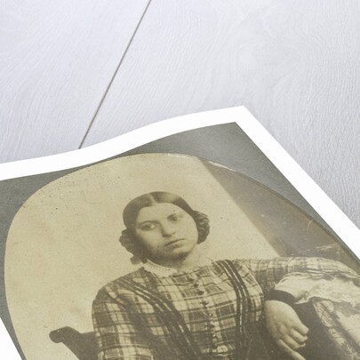 Portrait of a Young Woman with an elbow leaning on table by Eduard Isaac Asser