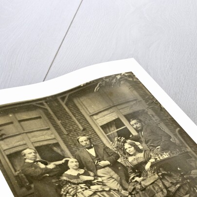 Group portrait of Euphrosine Asser Oppenheim with her brothers and her sister Elisa Beer-Oppenheim in a garden by Eduard Isaac Asser