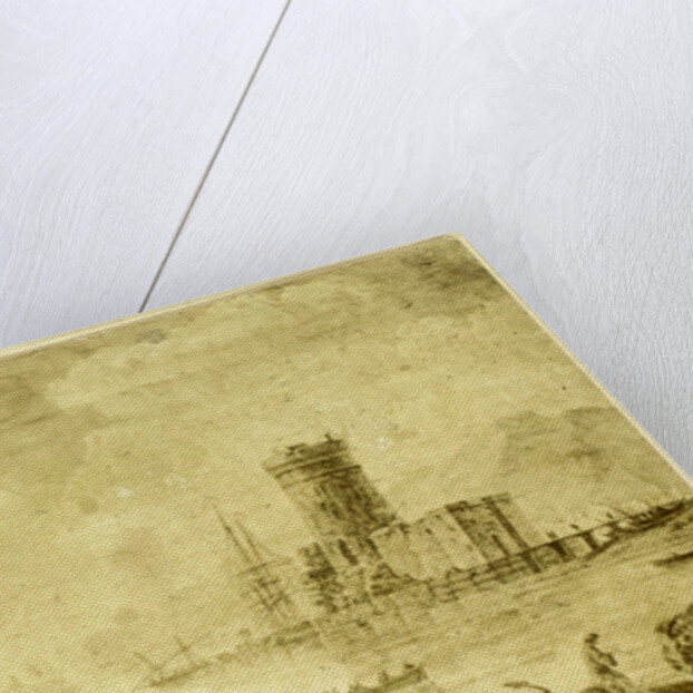 Drawing 'La mer calme with ship on calm water by Eduard Isaac Asser