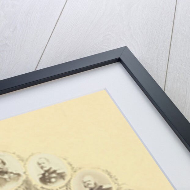 Portrait of King Wilhelm I of Prussia, surrounded by smaller portraits of Bismarck and his generals by H. Prothmann