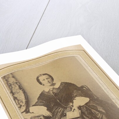 Portrait of a seated woman in a dress with a book in hand by London and Continental Photographic Copying Company