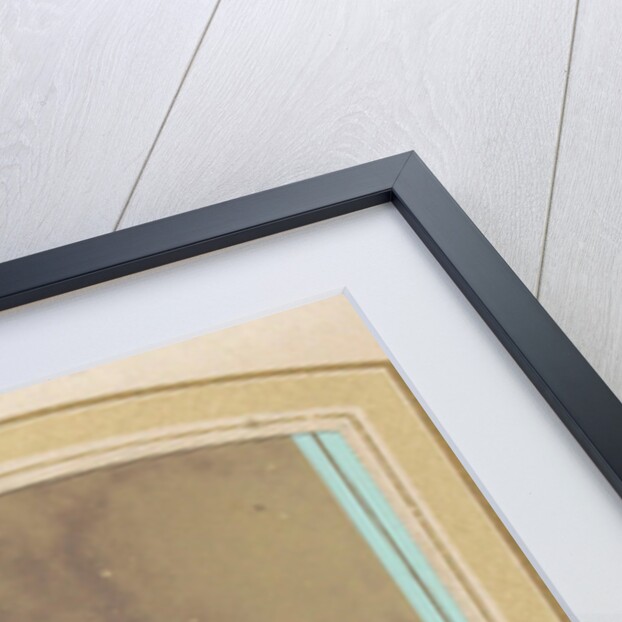 Portrait of a woman in a dress with headdress and a seated man by J.C. Reesinck