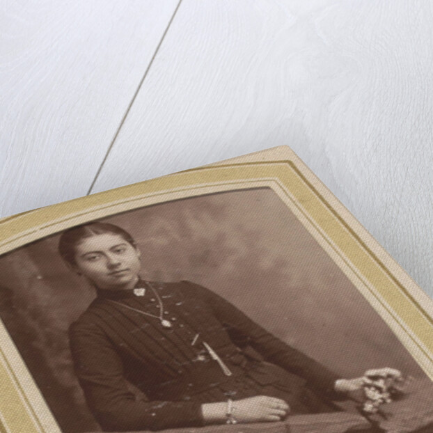 Portrait of a young woman in a dress with a necklace by A. Böeseken