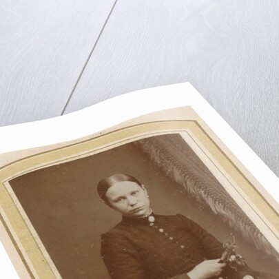 Portrait of a seated woman in a long dress with a twig in hand by H. Bulens Jr