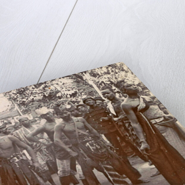 Festive dressed Indian men with gamelan in Ambon, Indonesia by Anonymous