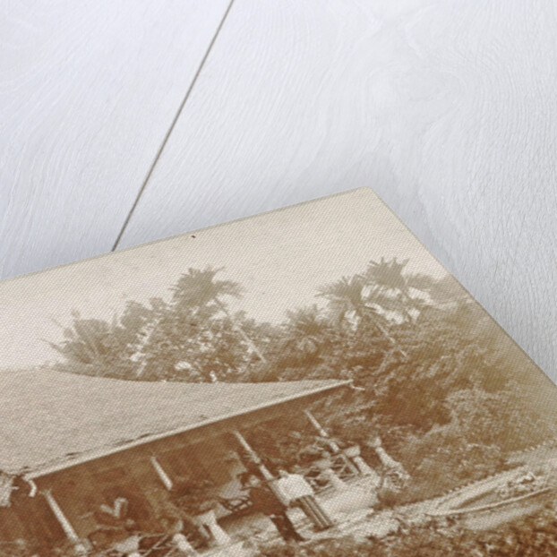 Man and woman posing for a house with a garden in Ambon, Indonesia by Anonymous