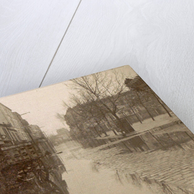 Kar in flooded street during flood Paris by France