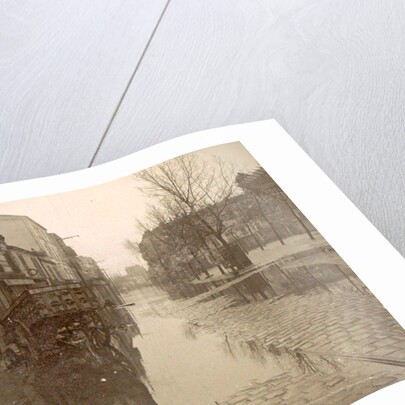 Kar in flooded street during flood Paris by France