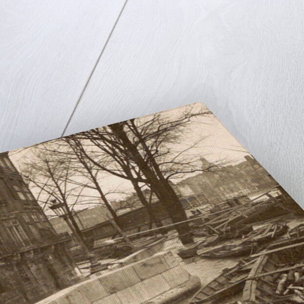 Boats along a quay during the flooding of Paris, France by Anonymous