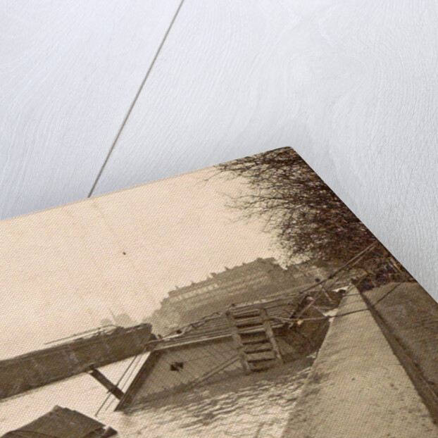 Sunken boat on the Seine River during the flood of Paris, France by Anonymous