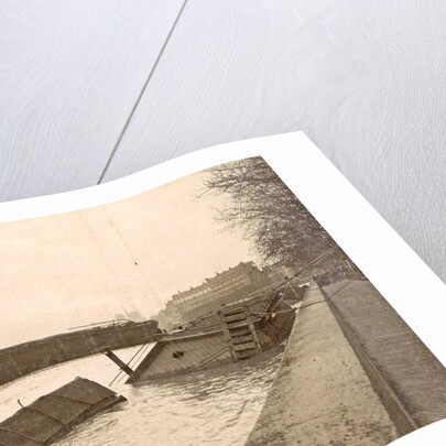 Sunken boat on the Seine River during the flood of Paris, France by Anonymous