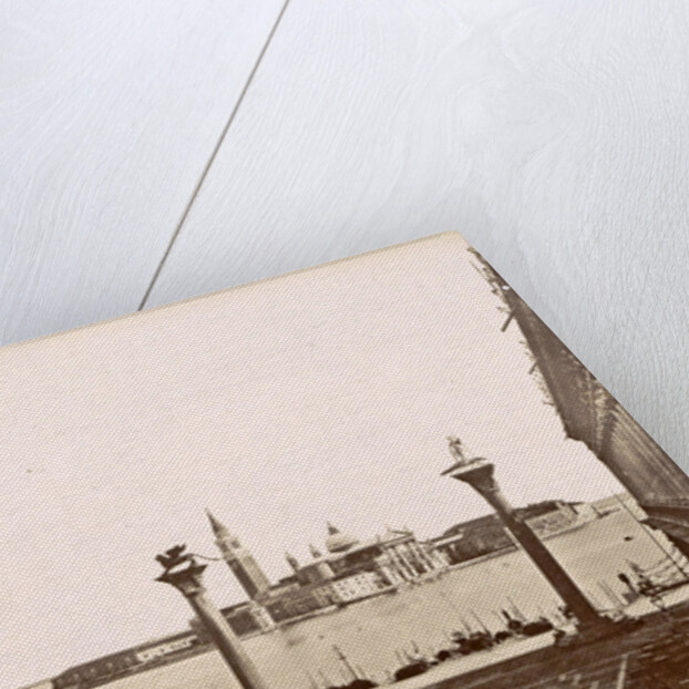 Mark with two pillars and view on Isola S. Giorgio in Venice by Carlo Ponti