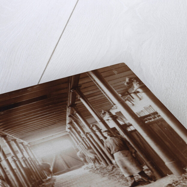 Interior of a stable with two servants by Anonymous