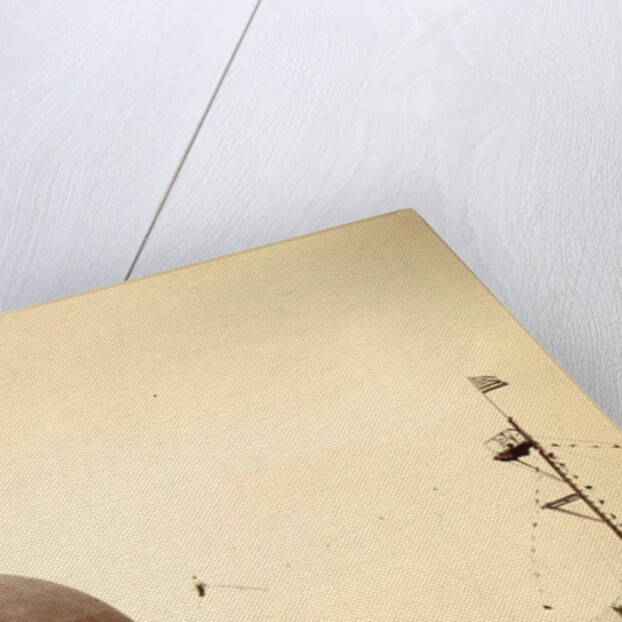 air balloon advertising for 'Tea E Brandsma in the background a tightrope walker over a fairground by Anonymous