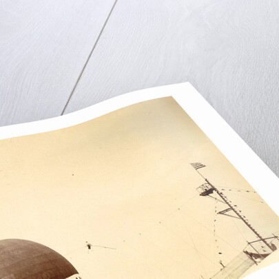 air balloon advertising for 'Tea E Brandsma in the background a tightrope walker over a fairground by Anonymous