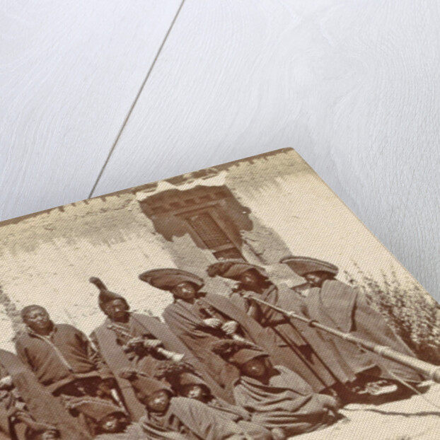 Group of Tibetan clergy (llamas) with wind instruments (dunchen), D.T. Dalton, 1903 - 1906 by D.T. Dalton