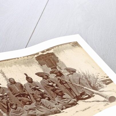 Group of Tibetan clergy (llamas) with wind instruments (dunchen), D.T. Dalton, 1903 - 1906 by D.T. Dalton