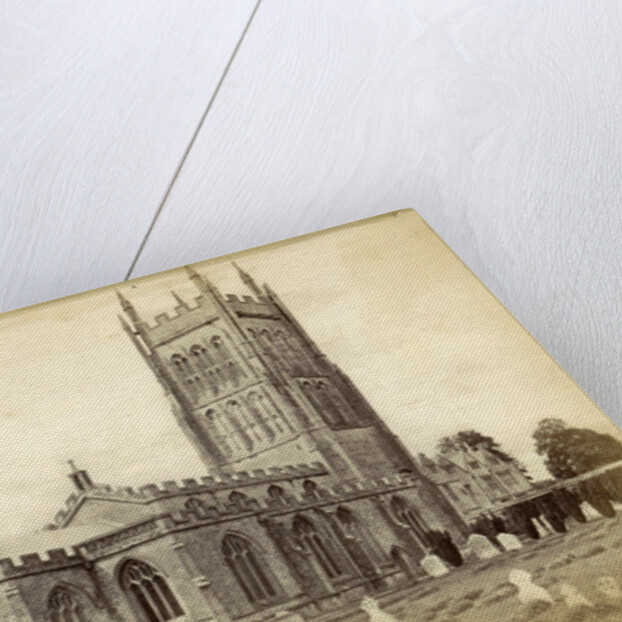 Exterior of the Church of St. Andrew with a graveyard before in Mells by Anonymous