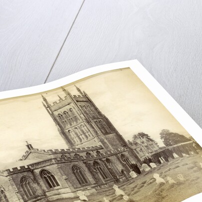 Exterior of the Church of St. Andrew with a graveyard before in Mells by Anonymous