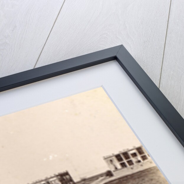 Four buildings along a road in Persia, probably telegraph offices by Antoine Sevruguin