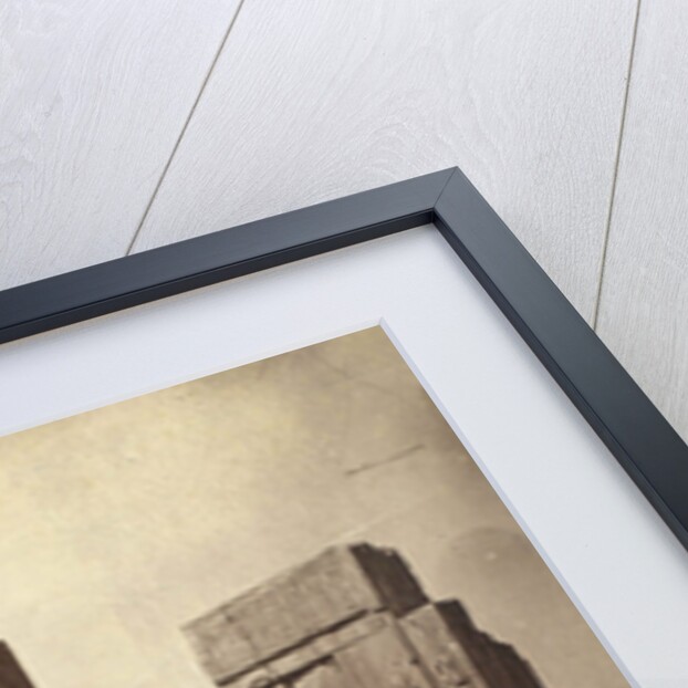 Three men posing with a relief of King Darius at Persepolis by Antoine Sevruguin