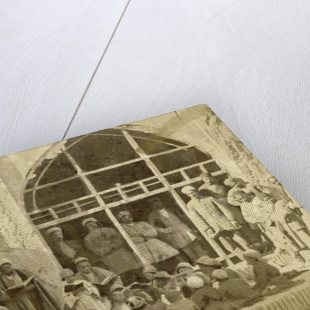 Reading students and adults in the courtyard of a school in Persia, Iran by Antoine Sevruguin