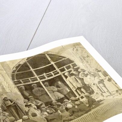 Reading students and adults in the courtyard of a school in Persia, Iran by Antoine Sevruguin