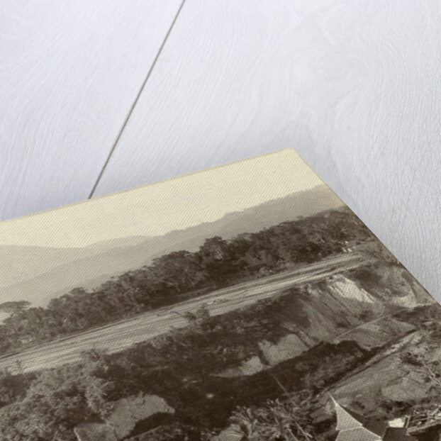 Panorama of a mountain landscape with rice fields in the Dutch East Indies by Anonymous
