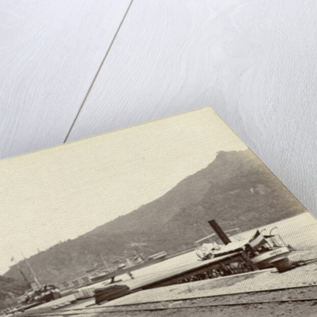 Quay with railway tracks and boats in the Emmahaven Padang by Anonymous